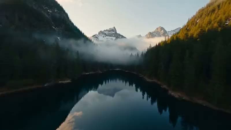 Paysage de montagne tiré d’un clip Veo 3.1 généré sur Yovid